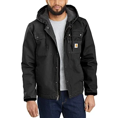 Image of Carhartt Men&#039;s Relaxed Fit Washed Duck Sherpa Lined Utility Jacket, Black, S
