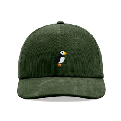 Image of Puffin Corduroy Baseball Cap Vintage Unisex Dad Hat Adjustable Dark Olive