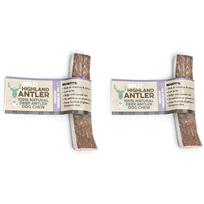 Image of Antos Split Antler Medium Chews For Dogs Pack of 2 Horns Chew Dog Toy