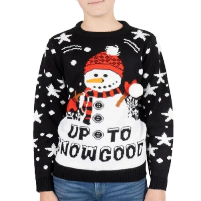 Image of NOROZE Kids Christmas Jumpers Boys Girls Retro Elf Snowman Santa Fairisle Reindeer Novelty Sweater Children Gifts Xmas Jumper (11 12 Years, Black)