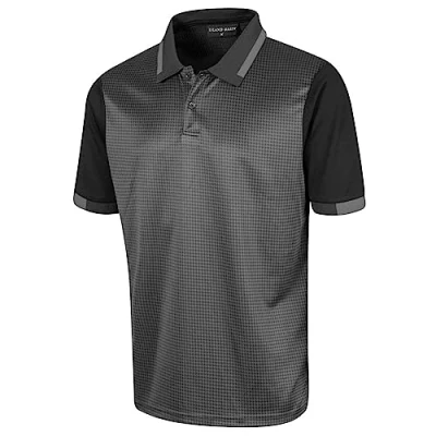 Image of Island GREEN Men&#039;s CoolPass Stretch Quick Dry Breathable Polo Shirts, Charcoal/Silver, M