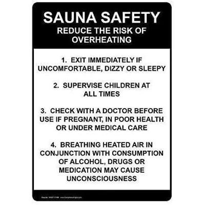 Image of Outdoor Decor Aluminum Sign Sauna Safety Reduce The Risk Of Overheating Metal Tin 8x12 inches