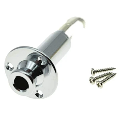 Image of KAISH 6.35mm Acoustic Electric Guitar Bass Mono Endpin Output Jack Strap Button Socket Chrome