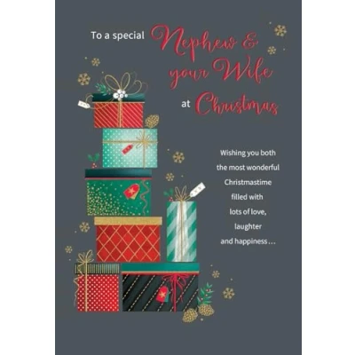 Image of Regal Publishing Classic Christmas Card, Couple Nephew &amp; Wife, Presents 12 x 8 inches Piccadilly Greetings