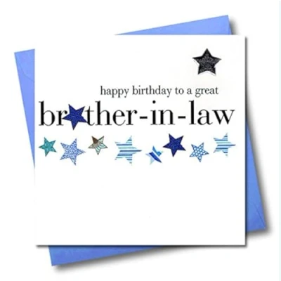 Image of Claire Giles Hearts and Stars Happy Birthday Brother in Law Card