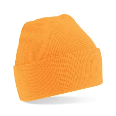 Image of Beechfield Turn up Beanie Baseball Cap, Orange (Fluorescent Orange), One Size