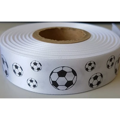 Image of Football Ribbon 25mm Wide Satin Available in Various Lengths (5 metres)