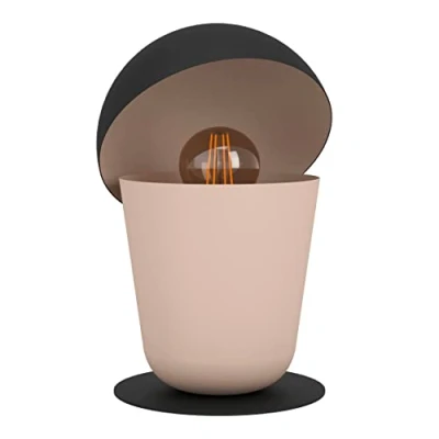 Image of EGLO Bedside lamp Batabano, unusual side table light, decorative living room and bedroom lighting made of sand coloured black metal, E27 socket