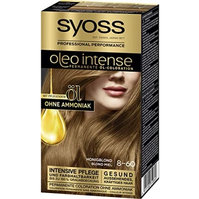 Image of SYOSS Oleo Intense Permanent Oil Colouration 8 60 Honey Blonde with Nourishing and Ammonia Pack of 3 x 115 ml