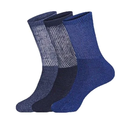 Image of KAV Extra Wide Comfort Fit Pack of 6 Diabetic Socks for Swollen Legs, Men Foot Care UK 7 11 Cotton Rich Gentle, Multicolour