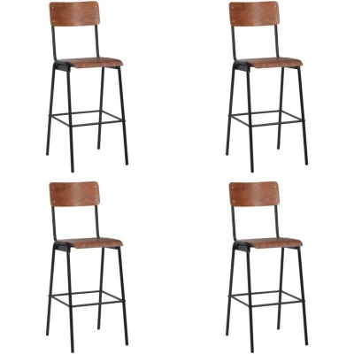 Image of vidaXL Bar Chairs 4 pcs Solid Plywood Steel