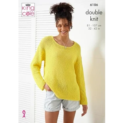 Image of King Cole Women’s Knitting Pattern Double Knit Sweater and Tank Top (6186), 32 42 (81cm 107cm) Bust