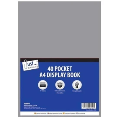 Image of A4 Display Book 40 POCKETS/80 Sides DOCUMENTS Folder Presentation File Portfolio (Grey)