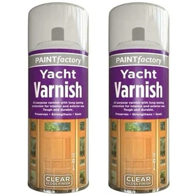 Image of HZ Enterprises All Purpose Yacht Varnish 400ML Professional Clear Gloss Finish Spray Wood Color Paint (2)