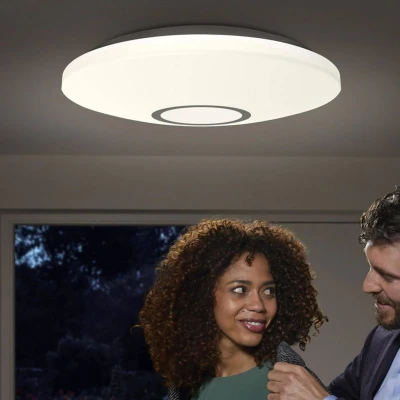 Image of LEDVANCE LED Wall and Ceiling Luminaire in Glitter Optics with Motion detector, Warm White (3000K), operating modes can be changed a Click, 440mm Diameter, ORBIS SPARKLE DOT Click Sensor