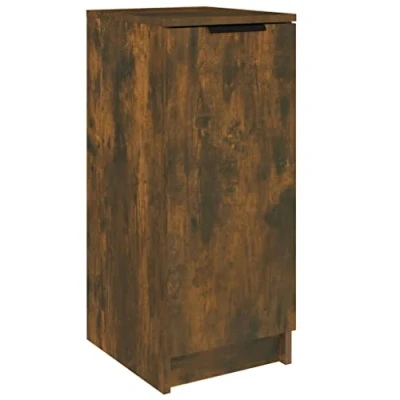Image of vidaXL Smoked Oak Shoe Cabinet Engineered Wood Stand with Spacious Shelves Indoor Organiser Resistant to Moisture