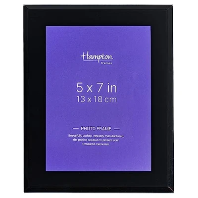 Image of Hampton Frames TAMARA 5x7 (13x18cm) Black Bevel edged Photo Frame Glass TAM57BLK