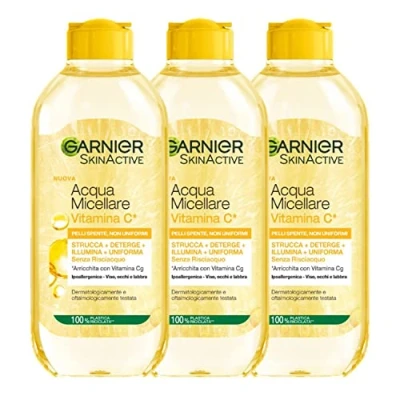 Image of Garnier SkinActive Micelling Water with Vitamin C for Fine and Non Even Skin No Rinse 3 x 400ml