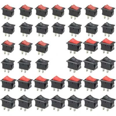 Image of WMYCONGCONG 40 Pcs Mini Boat Rocker Switch SPST 2 Position On/Off Pin AC 3A/250V 6A/250V 10A/125V
