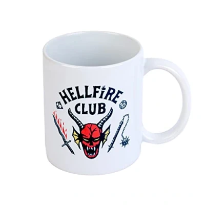 Image of Grupo Erik Hellfire Club Stranger Things Ceramic Mug 35 cl/350 ml 3.74 x 3.15 Inch/9.5 8 cm Coffee or Tea