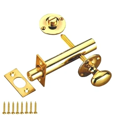 Image of TERF® Heavy Duty Polished Brass 60mm Thumb turn Security Bolt Door Lock and Emergency Coin Release Privacy with Fixing Screws For Toilet Bathroom Pack of 1