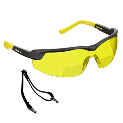Image of voltX GT adjustable Bifocal Reading Safety Glasses (YELLOW Lens +2.5), UKCA &amp; CE EN166FT Certified, Anti fog coated, UV400 Lens, Scratch resistant, Tilt and length earstems