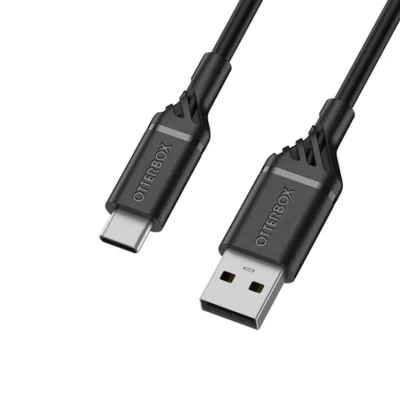 Image of OtterBox Reinforced USB A to C Cable, Charging Cable for Smartphone and Tablet, Ultra Rugged, Bend Flex Tested, 1M, Black