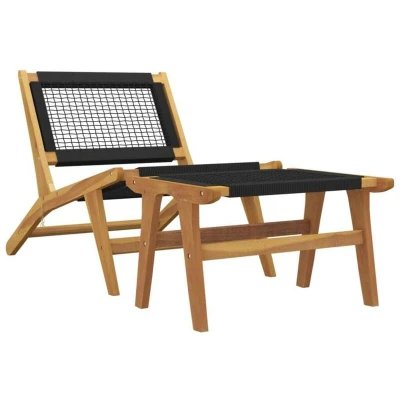 Image of vidaXL Garden Chair with Footrest Solid Wood Teak and Polyester