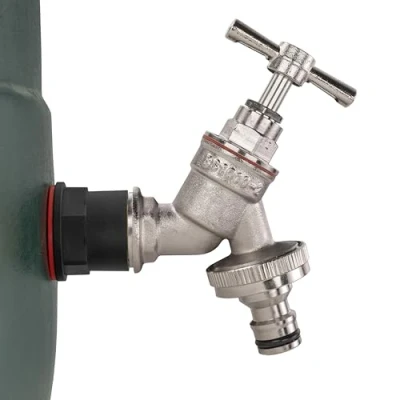 Image of Water butt/rain barrel/tank adaptor+bib tap,1/2&quot; bsp (21mm hole) or 3/4&quot; bsp(26mm (1/2&quot; bsp)