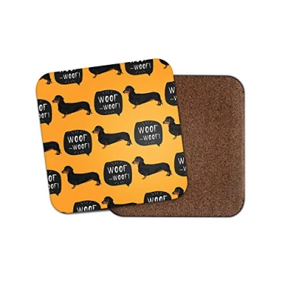 Image of 1 x Woof Dachshund Dog Coaster Sausage Dogs Puppy Cute #15293