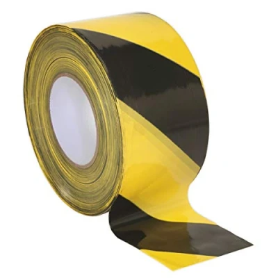 Image of Sealey Hazard Warning Barrier Tape 80mm x 100m Black/Yellow Non Adhesive