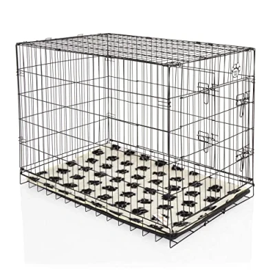 Image of Cozy Pet Dog Cage 42&quot; Black Inc Vet Bed ABS Tray Folding Puppy Crate Cat Carrier DCP42B + VB42C (We do not ship to Channel Islands.)