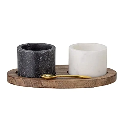 Image of Bloomingville Florio Salt Glass with Spoon Black Marble