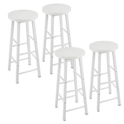 Image of WOLTU Breakfast Kitchen Counter Bar Stools Set of 4 PCS MDF Seat Chairs Metal Legs Barstools White High Stools, BH130ws UK
