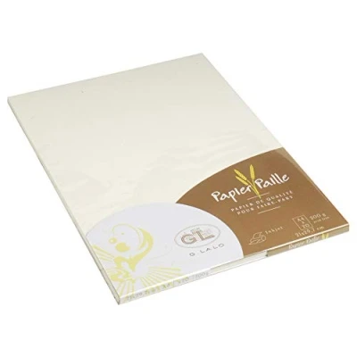 Image of Clairefontaine Ref 41616L G.Lalo Papier Palle Paper Sheets (Pack of 20) A4 in Size, 200gsm Paper, Acid Free &amp; Neutral pH, Printer Compatible Straw