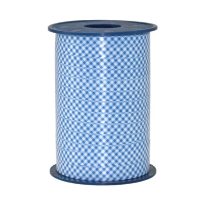 Image of C.E. Pattberg Präsent Checked Curling Ribbon Blue 10 mm width, 250 m length