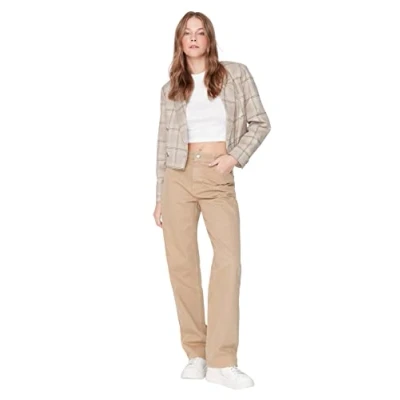 Image of Trendyol Women Low Waist Wide Leg 90&#039;s Jeans Camel