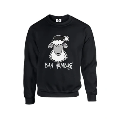 Image of Taylor Brown Bah humbug sheep xmas festive christmas meme trending Unisex Funny Adults Sweatshirt Jumper Black
