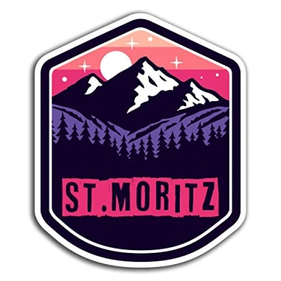 Image of 2 x 10cm St.Moritz Peaks Vinyl Stickers Travel Sticker Laptop Luggage #23805 (10cm Tall)