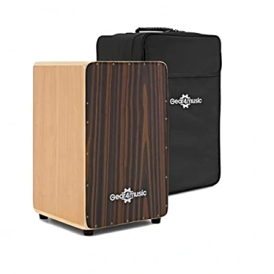Image of Gear4music Cajon Drum with Seatpad and Gigbag Ebony