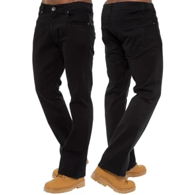 Image of 989Zé ENZO Mens Stretch Bootcut Jeans Casual Classic Retro Denim Wide Leg Flared Pants Trousers EZ401 BLK 28W / 30L