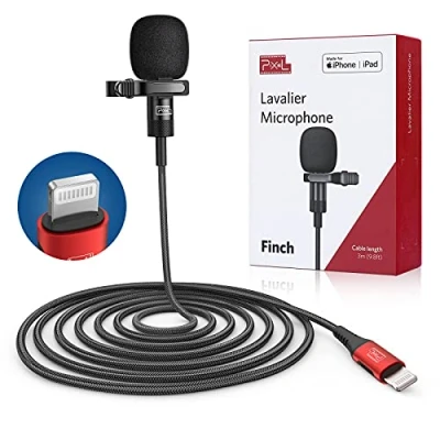 Image of Pixel Microphone for iPhone iPad (Apple MFi Certified) from Lavalier Video Recording Podcast Lapel Omnidirectional, Compatible with Lightning Device (3m)