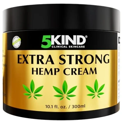Image of 5kind Extra Strong Hemp Cream 300ml High Strength Oil and Arnica for Massaging Joints &amp; Muscles, Lower Back, Feet, Knees, Neck Shoulders Rich in Natural Ingredients