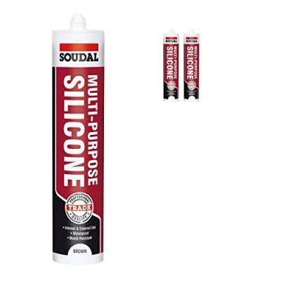 Image of Brown Soudal Trade Silicone Multi Purpose Construction Sealant Acetoxy with Fungicide
