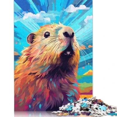 Image of Jigsaws 1000 Pieces for Adults Capybara Jigsaw Puzzle Cardboard Puzzles Educational Game Challenge Toy 38x26cm