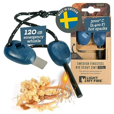 Image of Light My Fire Swedish Flint Starter Ferro Rod Survival Tools SCOUT Steel Bushcraft Camping Gear and Kit 2 in 1 Striker 3,000 Strikes