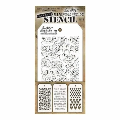 Image of Stampers Anonymous Tim Holtz Mini Layered Stencil Set #6,8.61x21x0.2 cm