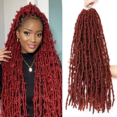 Image of Butterfly Locs Crochet Hair Extensions for Black Women Faux Soft Braids Braidng (24Inch(Pack of 6), #350)