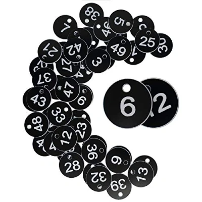 Image of Plastic ID Number Tags Engraved Key Without Rings (1 50, Black)