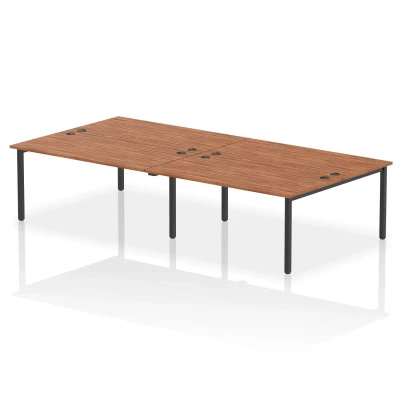 Image of Impulse Bench B2B 4 Person 1600 Black Frame Office Desk Walnut